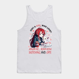 Just A Girl Who Loves Anime Ramen And Sketching Japan Anime Tank Top